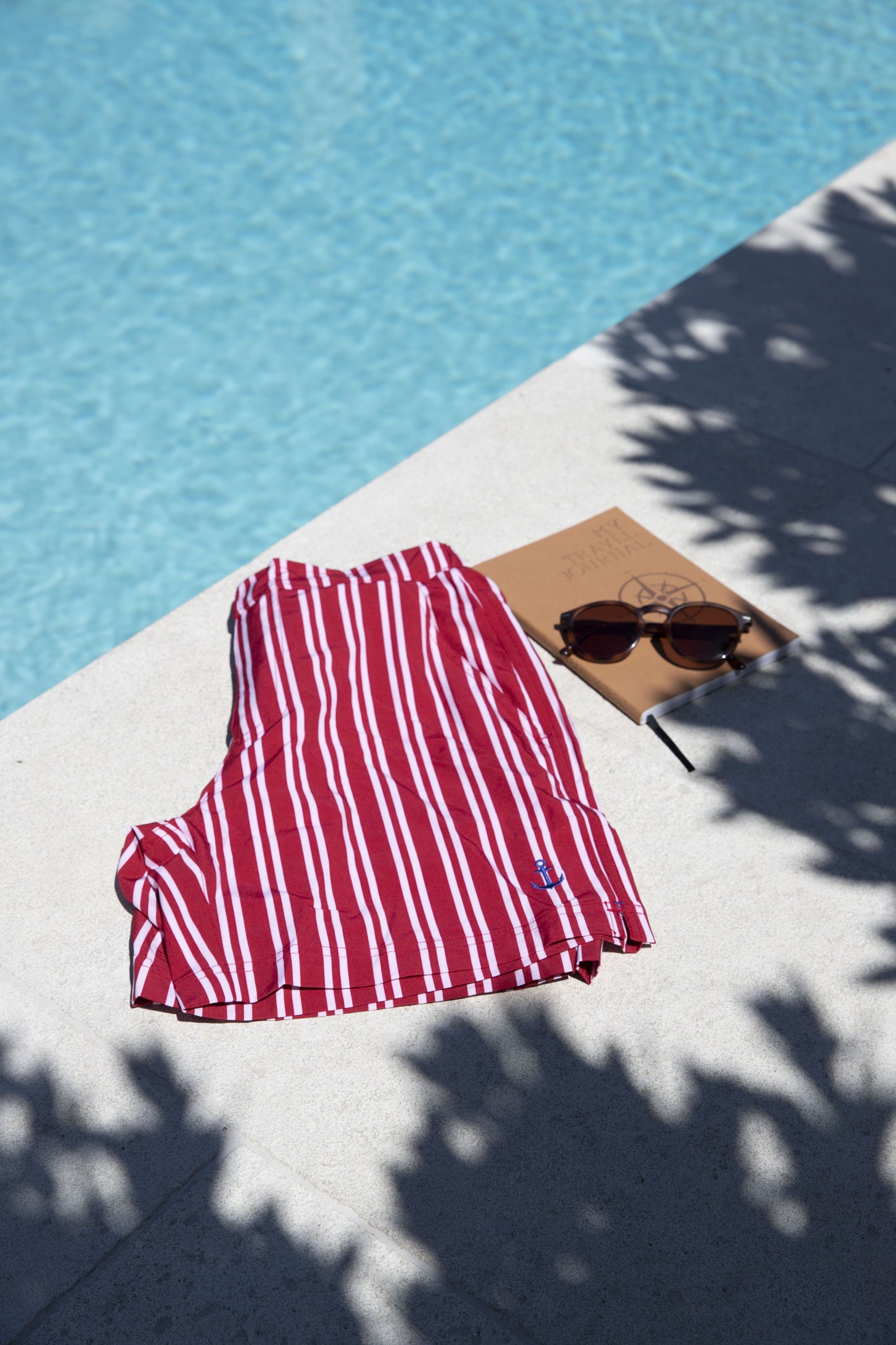 Men's Swim Shorts - Red & White Striped